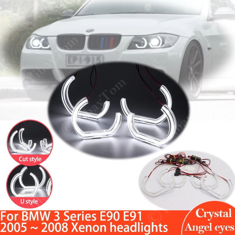 

Ксеноновые лампы головного светильник для BMW 3 серии E90 E91 2005 2006 2007 2008 DTM Стиль с украшением в виде кристаллов LED Ангельские глазки гало кольца светильник автомобильные аксессуары