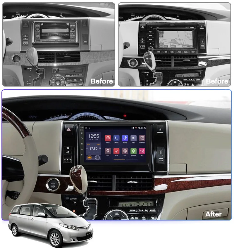 Best PX6 4G+64G Android 9.0 Car Multimedia Player for Toyota Estima/PREVIA/Tarago/Canarado radio stereo gps navigation system 2