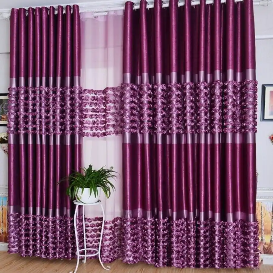 Lila Drei Dimensionale Blumen Bestickt Schlafzimmer Vorhang Schatten Tuch Elegante Edle Vorhang Fur Wohnzimmer Vorhange My131 5 Aliexpress