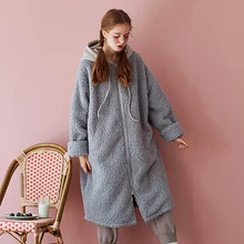 Осенне-зимняя женская одежда для сна фланелевый Халат В Стиле Лолита Пижама с капюшоном. Повседневная Ночная рубашка для девочек Домашняя одежда с капюшоном