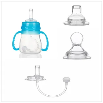 

1PC Silicone Nipple Wide Caliber Breast Nipple Baby Pacifier Newborn Funny Hold Infant Wide Mouth Bottle Nipples With Straw Set