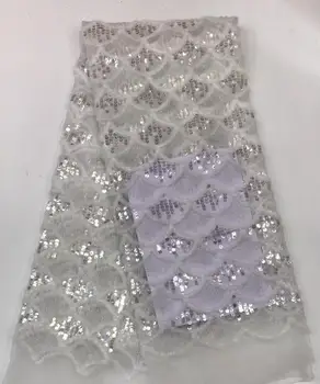 

newest muti color sequin Modern design French net lace fabric African sequins lace embroidery tulle lace fabric for party dress