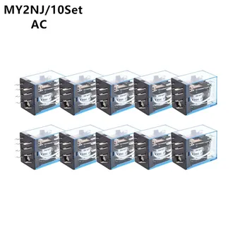 

10PCS MY2P HH52P MY2NJ Relay General DPDT Micro Mini Electromagnetic Relay Switch with LED AC 12V 24V 36V 48V 110V 220V 380V