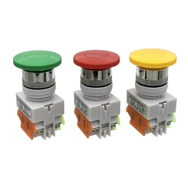 Кнопка переключения Lay37-11m (PBC) Y090-11m Lay7-11m Грибная головка 22 мм красный зеленый