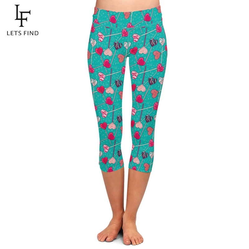 LETSFIND Summer Plus Size Women Love Candy Print High Waist Capri Leggings Fitness Elastic Mid-Calf 3/4 Leggings LETSFIND Summer Plus Size Women Love Candy Print High Waist Capri Leggings Fitness Elastic Mid-Calf 3/4 Leggings