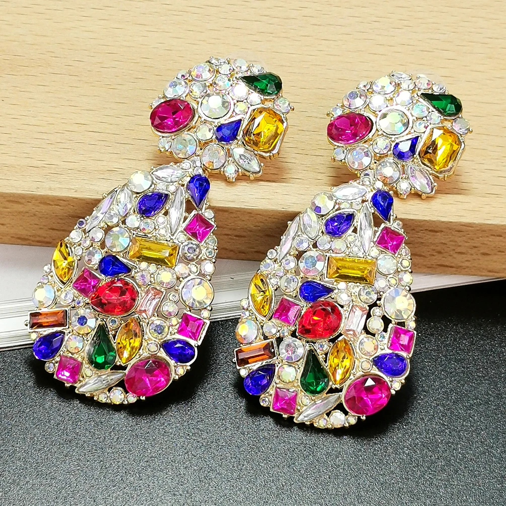 Wholeslae Za New Colorful Crystals Drop Earrings 2021 Jewelry Accessories For Women Fashion