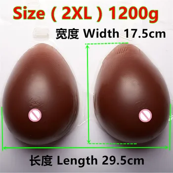 

Crossdresser Silicone Cosplay Breast 1200g/pair Silicone Breast Shemale Boobs With Bra Strap Needn't Any Adhesive