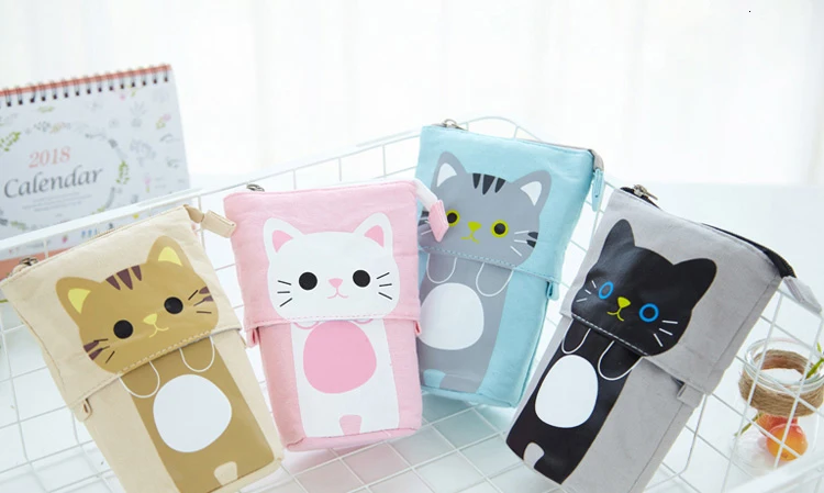 Милый Пенал чехол на молнии в виде Kawaii Cat Пенал для карандашей для мальчиков и девочек, школьные принадлежности канцелярский подарок для студента для детей Trousse школьников Stylo