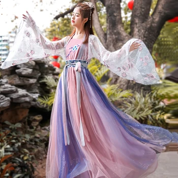

Improved Hanfu Dress Summer Chinese Student Ancient Dress Fairy Elegant Dance Costume Tang Dynasty Folk Princess Dresses DL4472