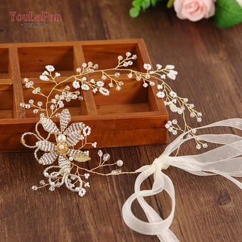 

YouLaPan Bridal Tiara Bridal Headband Wedding Hair Accessories Silver Beads Wedding Hair Jewelry Crystal Wedding Hairband HP68