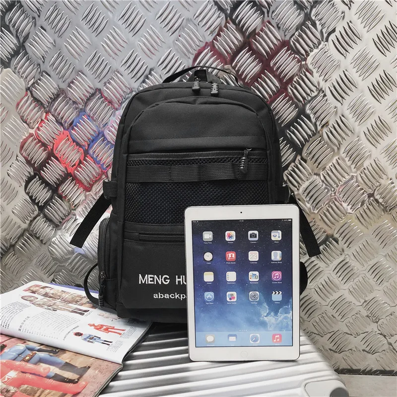 

2018 New Style Korean-style Lettered Embroidered Backpack Large-Volume Contrast Color Multi-pockets Couples shuang bei bao Strin