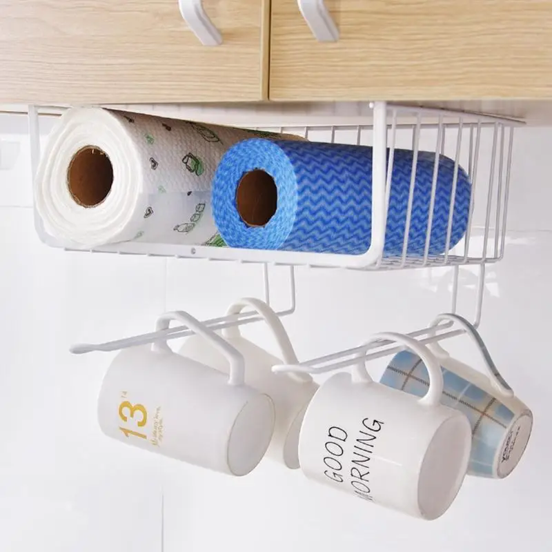 Metal Under Cabinet Hook Wardrobes Closet Kitchen Cupboard Basket Rack Shelf Bearing Partition Hanger For Home Storage