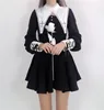 Autumn Women Lolita Black Long Sleeve Dress Gothic Harajuku Punk Sweet Dress Preppy Style Kawaii Fashion Temperament Mini Dress ► Photo 2/6
