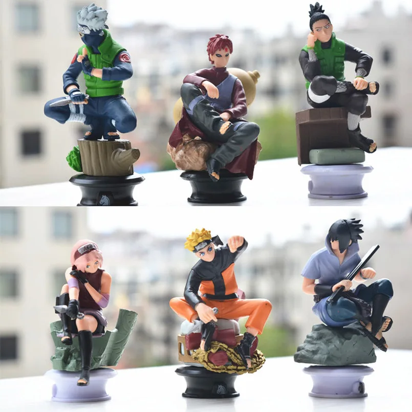 Tanie 6 sztuk pcv Anime figurki akcji z Naruto zestaw lalek nowy Uzumaki Naruto uchiha sasuke hatake kakashi kolekcja modeli zabawki prezentowe