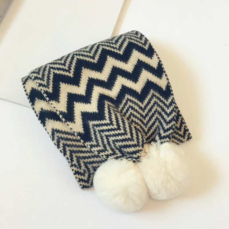 Autumn and winter knitted Children's scarf fashion joker Korean style wave scarf for boy and girl 15 - Цвет: Черный