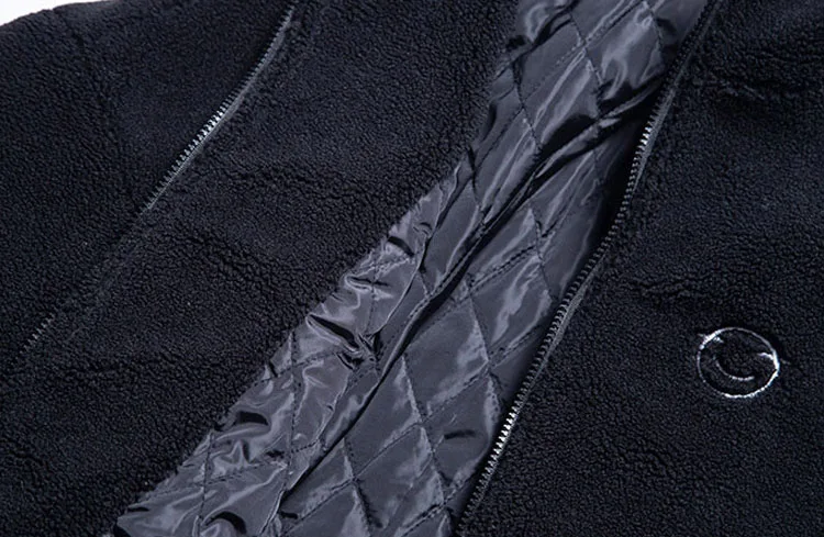 New Autumn Winter Cotton Men's Jackets Wool Turn Down Collar Clothes Warm Black Tops