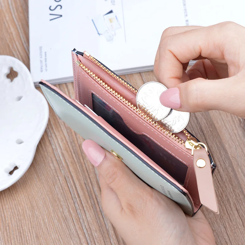 2020 Designer Matte Leather Short Trifold Wallet Women Fashion Hasp Small  Wallets Female Card Holder Zipper Coine Purse Ladies