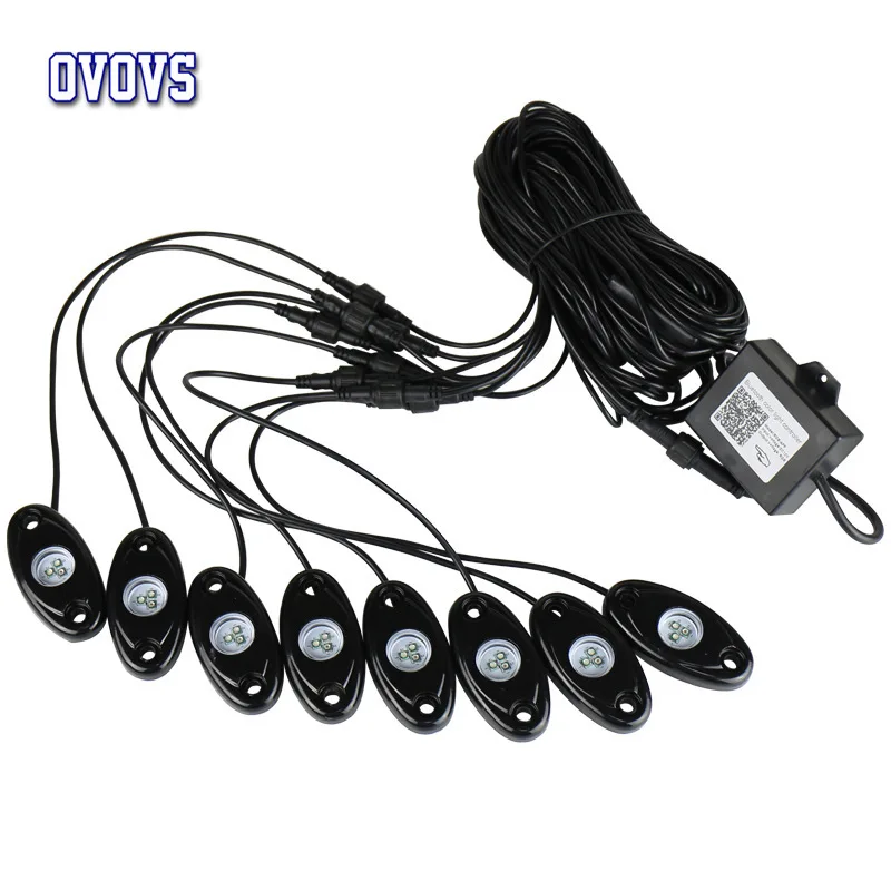 

Manufacturers Direct Selling Mobile Phone Bluetooth APP Control RGB Dragged Eight LED Steam che di deng Deck Lights Chassis Ambi