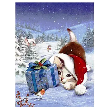 

5D diamond painting full diamond new Christmas cat mosaic embroidery decoration home decoration