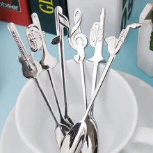 1 шт. нержавеющая сталь кофе и чайная ложка музыкальный символ с длинной ручкой креативная ложка для питья кухонный гаджет столовые приборы посуда
