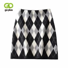 GOPLUS Women's Skirt Geometric A-Line Knitted Mini Skirts High Waisted Winter Black Skirt Faldas Mujer Moda 2019 Jupe Femme