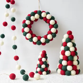 

Wool Felt Christmas Wreath Door Decoration Hanging Ornament Mini Christmas Tree Garland Tabletop Ornament Advent Wreath