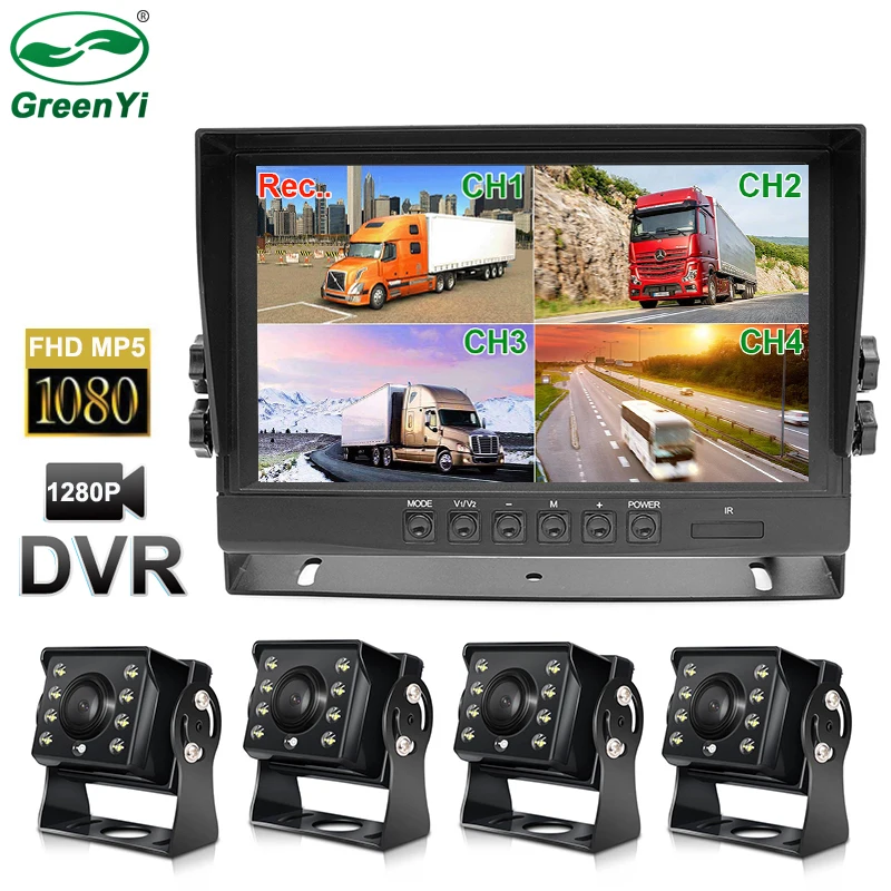 HD AHD 9 дюймов 1920*1080P Автомобильный MP5 DVR 4Ch видеорегистратор монитор с Передняя