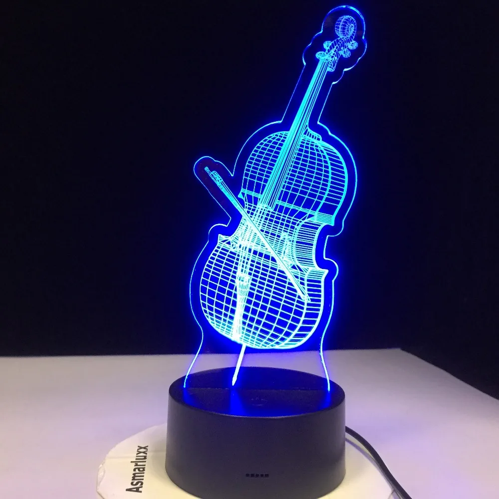 3D Led Виолончель моделирование ночные светильники 7 Красочные Музыкальные инструменты настольная лампа Usb спальня освещение сна светильники Декор игрушки подарки