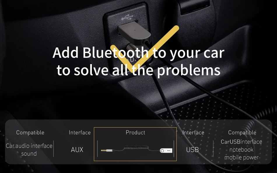 5.0 Carro AUX 3.5mm Bluetooth Adaptador Cabo
