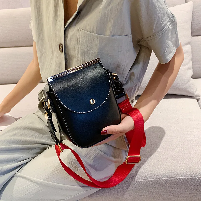 

2019 New Style Simple Retro Square Sling Bag Contrast Color Candy-Colored Shoulder WOMEN'S Bag