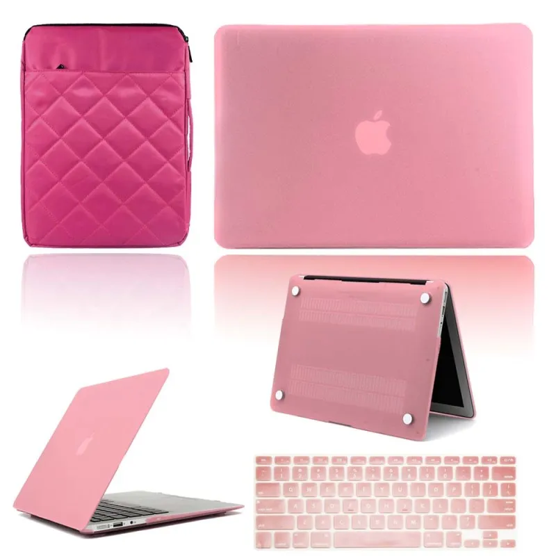 KK&LL Apple macbook Air Pro retina 11 12 13 15 и Air13/Pro 13 15-Touch Bar Жесткий Чехол для ноутбука+ сумка на рукав+ чехол для клавиатуры - Цвет: pink