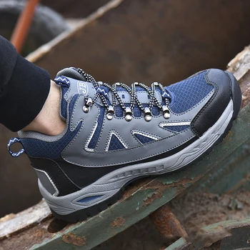

2019 autumn winter Men's steel toe cap soles Outdoor Keep warm solid work safety shoes breathable anti-smashing anti-piercing