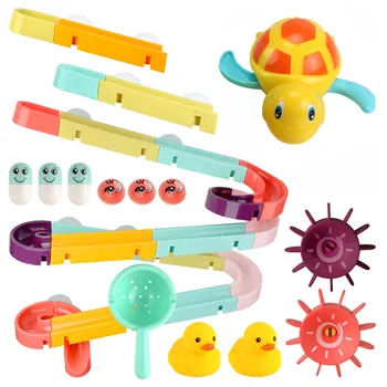 DIY Kids Bath Toys Wall Suction Cup Marble Race Run Track Bathroom Bathtub Baby Play Water Games Toy Kit for Children 1