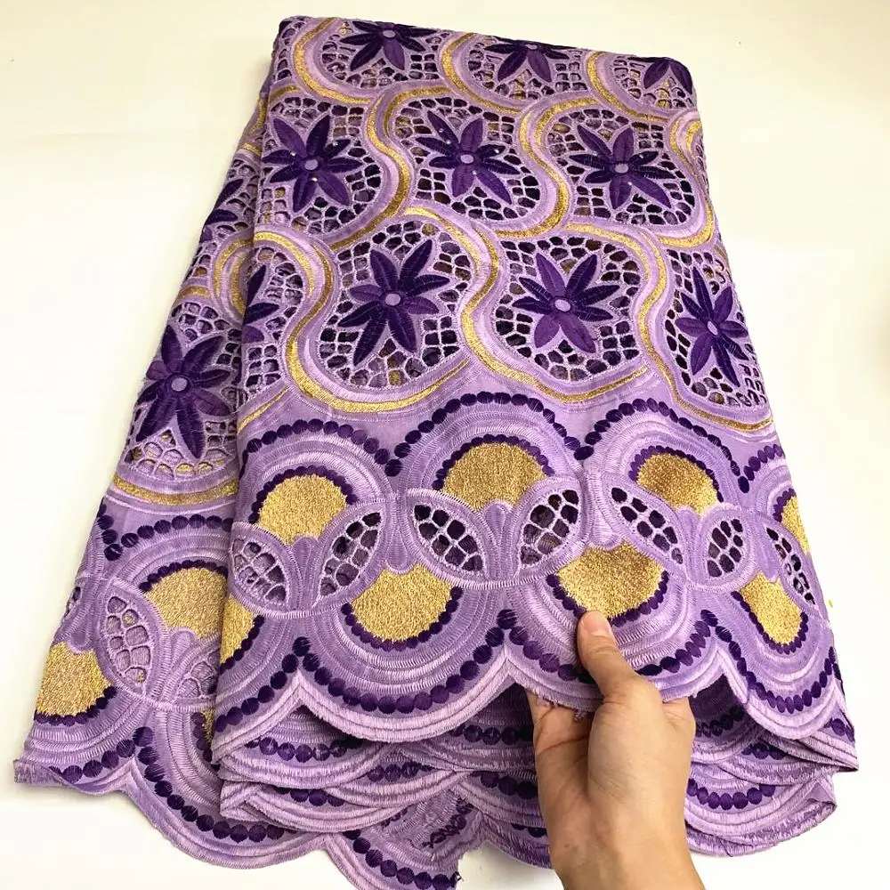 

Embroidery Swiss Voile Lace Fabrics with Stones Purple Color African Cotton Lace Fabric for Nigerian Wedding Party Dress