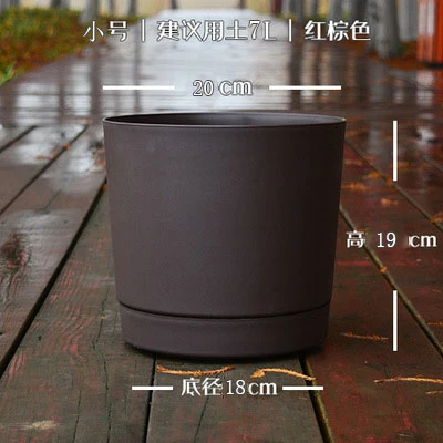 brown 8 inch (small) Смола Имитация керамики круговой Энтони цветочный горшок балкон выращивать овощи выращивать цветы пластик большой цветочный горшок пояс лоток - Цвет: brown 8 inch (small)