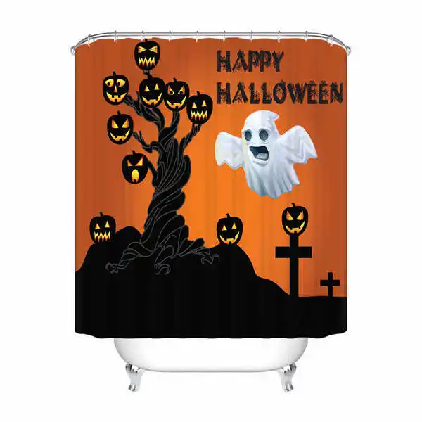Shower Curtain Пользовательские водонепроницаемые занавески для душа Хэллоуин Череп огонь печатных ванная комната декор различных размеров#180324-01-40 - Цвет: Shower Curtain