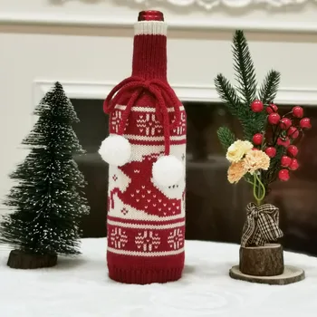 

Knitted Wine Bottle Cover Creative Cute Christmas Tree Elk Snowflake Knitted Wine Bottle Sweater Holiday Decorations