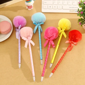 

1pcs/lot Fashion Bow Plush Ballpoint Pen Writing ballpoint pen School Office supplies