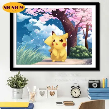

Pokemon 5D Diamond Painting Cartoon Cross Stitch Pikachu Full Drill Square 3d Diamond Embroidery Diy Hand Craft Kids Decor Home
