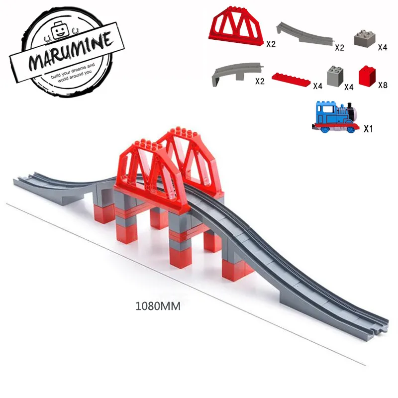 MARUMINE игрушки Duplo блоки поезд мост Строительный набор для детей творческие образовательные треки кирпичи для детей