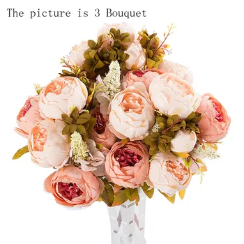 

3 Bouquet Artificial Peony Silk Flowers holding flower wedding Simulation Flowers festival party home office store Decoration