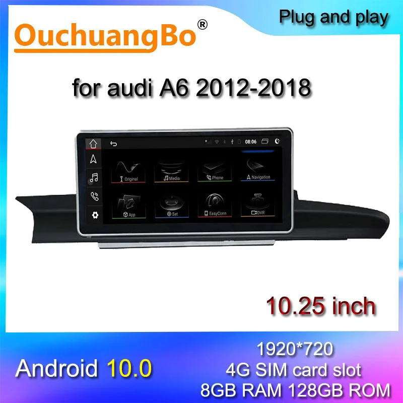 Ouchuangbo радио gps для 10 25 дюймов A6 A7 C7 RS6 RS7 S6 2012-2018 android все в одном мультимедийный