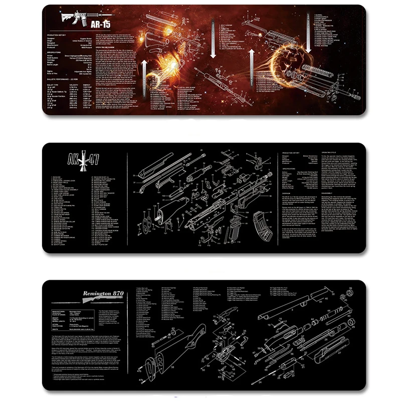 AR-15 AK47 870 Gun Cleaning Rubber Mat 36&quotx12&quot Waterproof Non-Slip with Parts Diagram Instruction Armorer Mouse Pad | Спорт и
