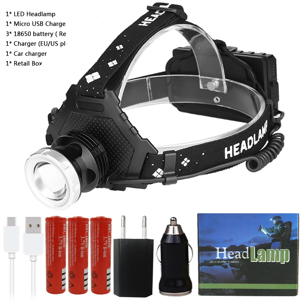 Option H Z25 супер яркий XHP90 USB Перезаряжаемый светодиодный налобный фонарь XHP50 самый мощный налобный фонарь для рыбалки, кемпинга, фонарь с зумом на 3*18650 батареях - Испускаемый цвет: Option H
