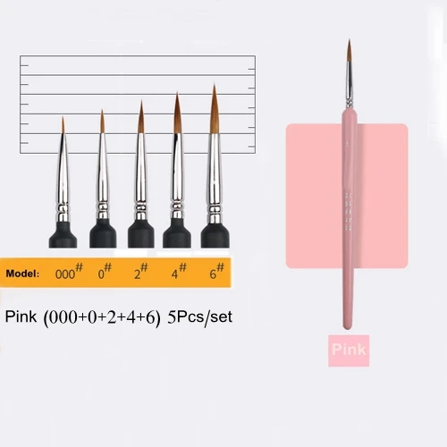 Pink Hook Line Pen with Soft Hair Bristles for Watercolor and Oil Painting – Extra Fine Weasel Hair Brush for Hand-Painted Artworks in Gouache and Acrylic