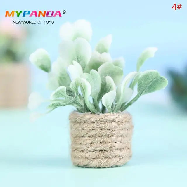 1PC Simulation Potted Plants 1:12 Dollhouse Miniature Green Plant In Pot Furniture Home Decor Accessories 6