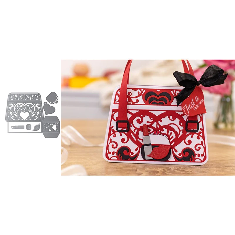 

Metal Cutting Die Suitable For Festival DIY Photo Album Scrapbook 3D Greeting Card Embossing Creative Women's Love Handbag 2021