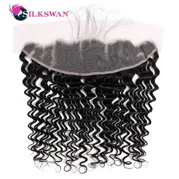 

Silkswan Deep Wave Lace Frontal 13*4 With Baby Hair 100% Remy Brazilian Human Hair Natural Black Color 10-22 Inches