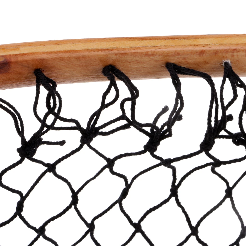Wooden Handle Nylon Mesh Fish Keeper Fishing Landing Resistant Catch and Release Net