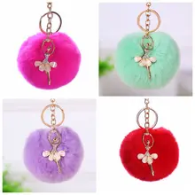 Стиль танцоров искусственный Рекс кролик мех мяч сплав брелок имитация меха пушистый шар кулон модная сумка украшения оптом